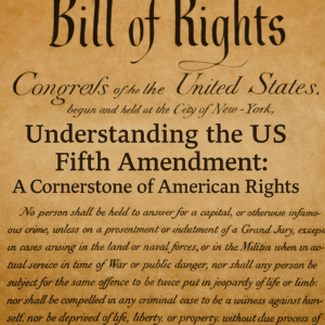 A depiction of an individual exercising their right to remain silent, known as "pleading the Fifth" under the US Fifth Amendment.