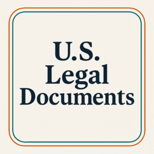 "Elegant graphic titled 'U.S. Legal Documents' with a dual-colored border on a cream background."