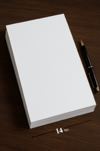 Gavel and blank legal-size paper on a wooden desk